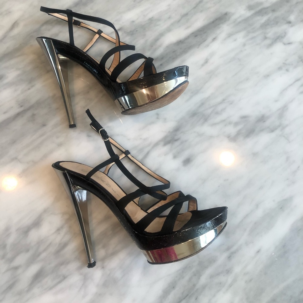 Black Casadei Platform Sandals, size 8.